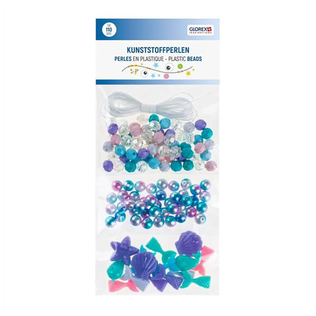 Plastic Beads Mermaid Assorted with Rubber Band