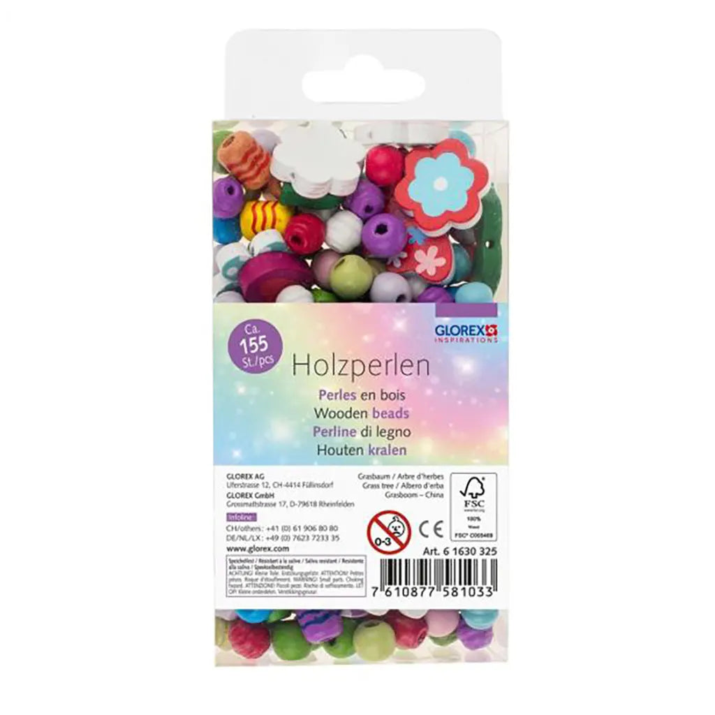 Wooden Beads Butterfly Assorted with Cord, 155pcs