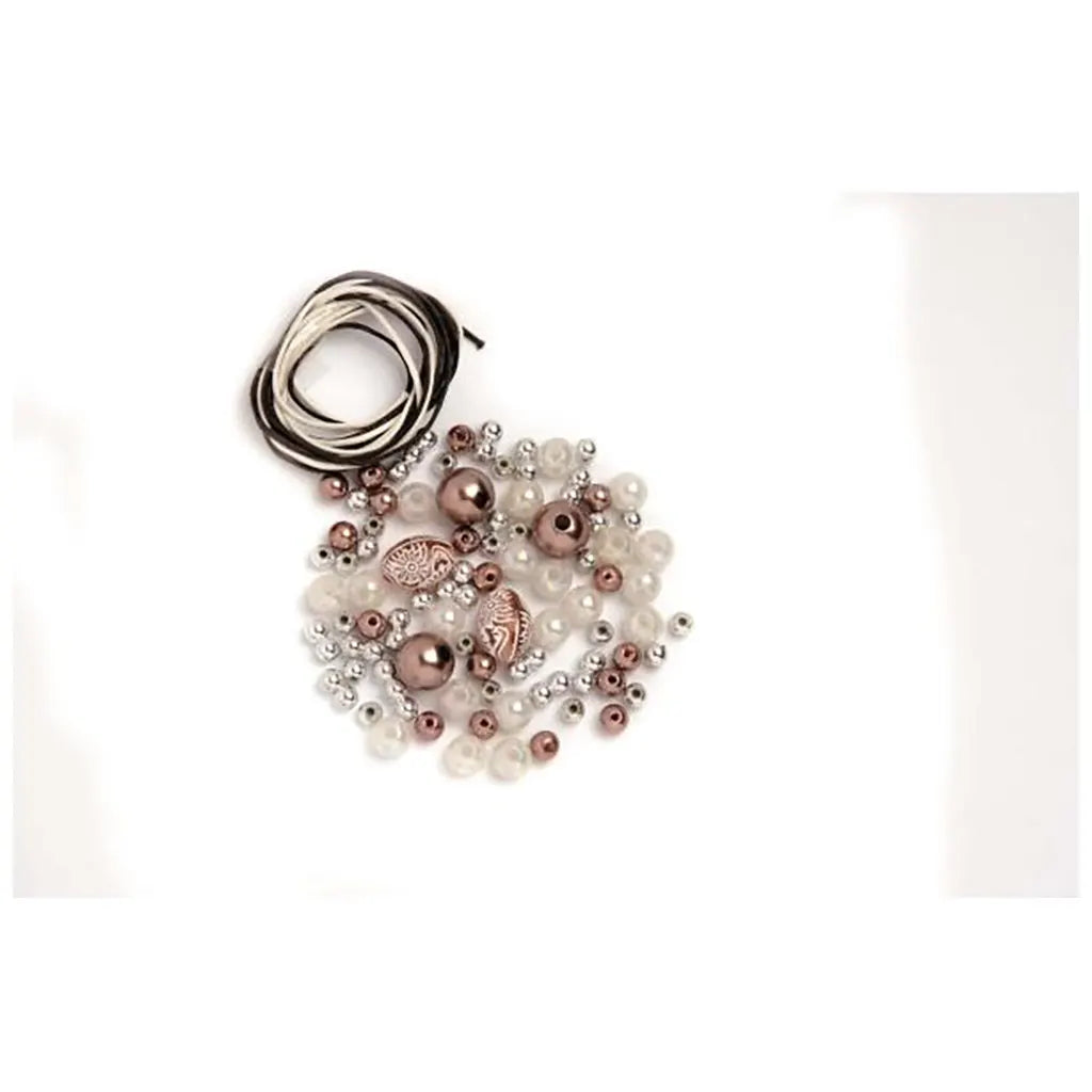 Beads kit brown-white-Silver