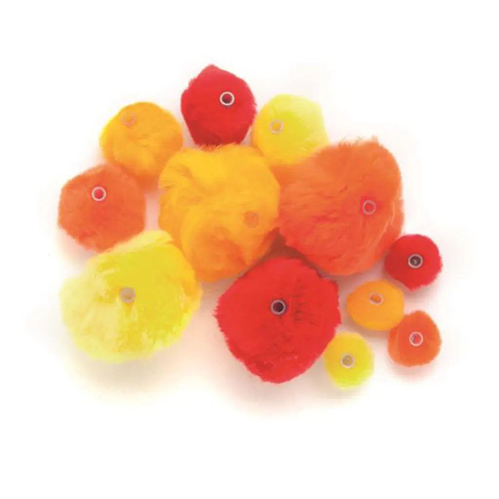 Acrylic Pompons App.45pcs Mix Red