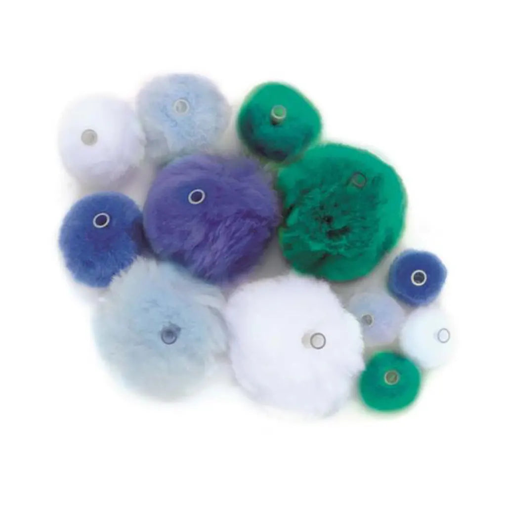 Acrylic Pompons App.45pcs Mix Blue