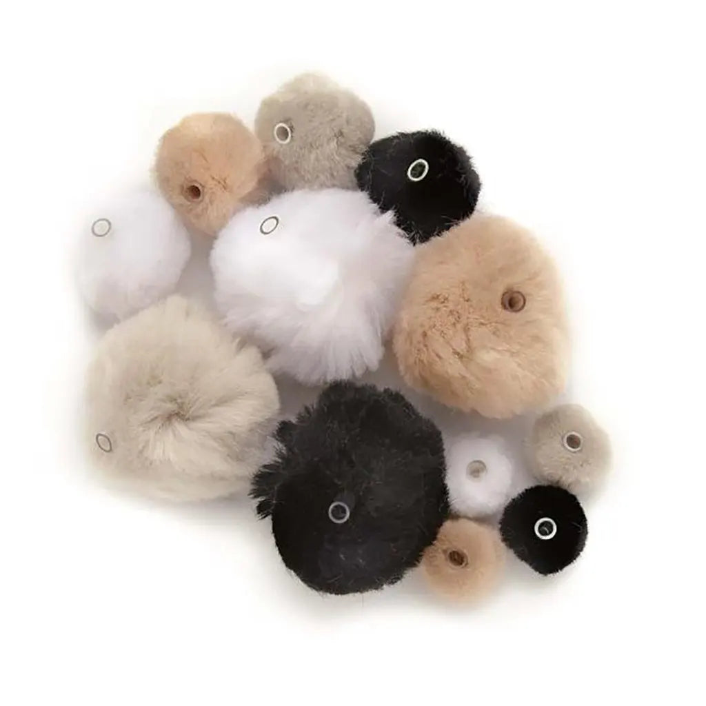 Acrylic Pompons App.45pcs Black/White/Grey