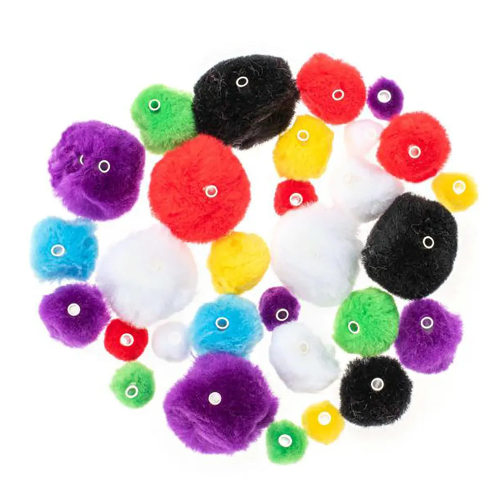 Pompon Mix, 48pcs with Tubes 15-35mm