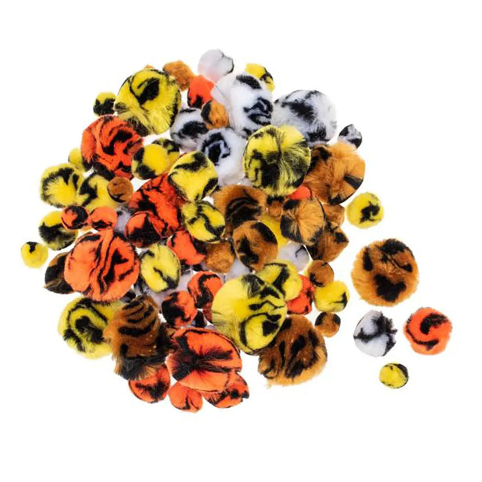 Pompon Mix, Animal Design 100 pcs, 15-30mm