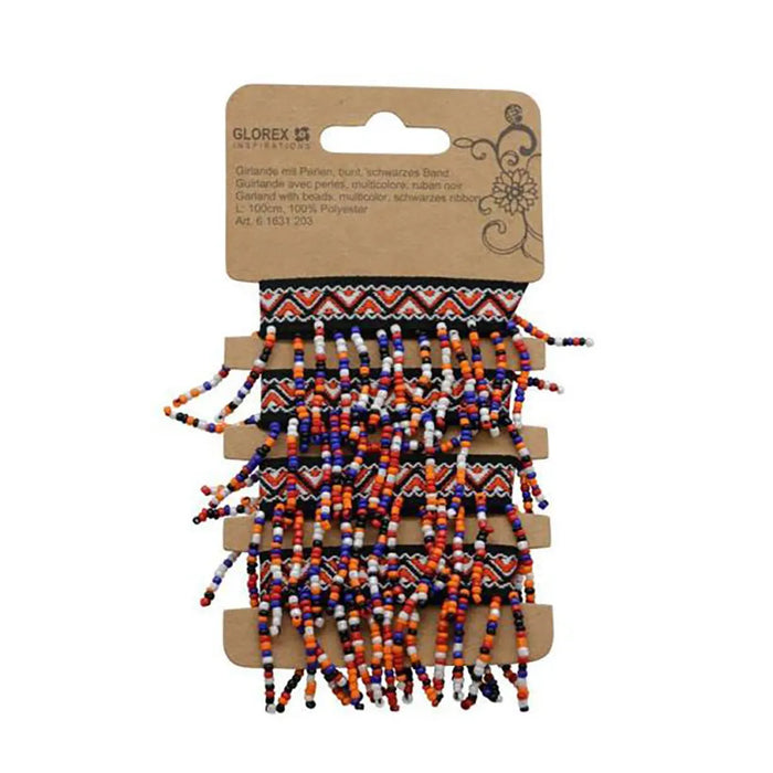 Garland with Beads Multicolor 1m, Black Ribbon