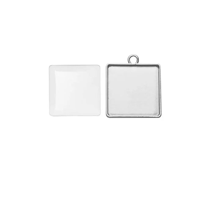 Pendant Square Silver 27x27mm