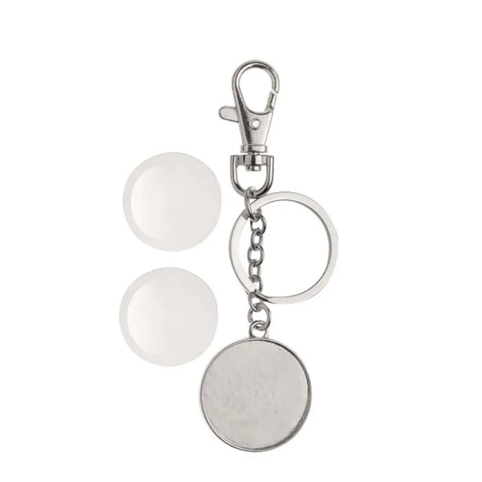 Keyring Pendant double-sided Silver Round ?32mm
