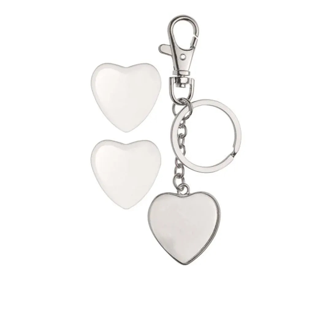 Keyring Pendant Double-Sided heart Silver 32x32mm