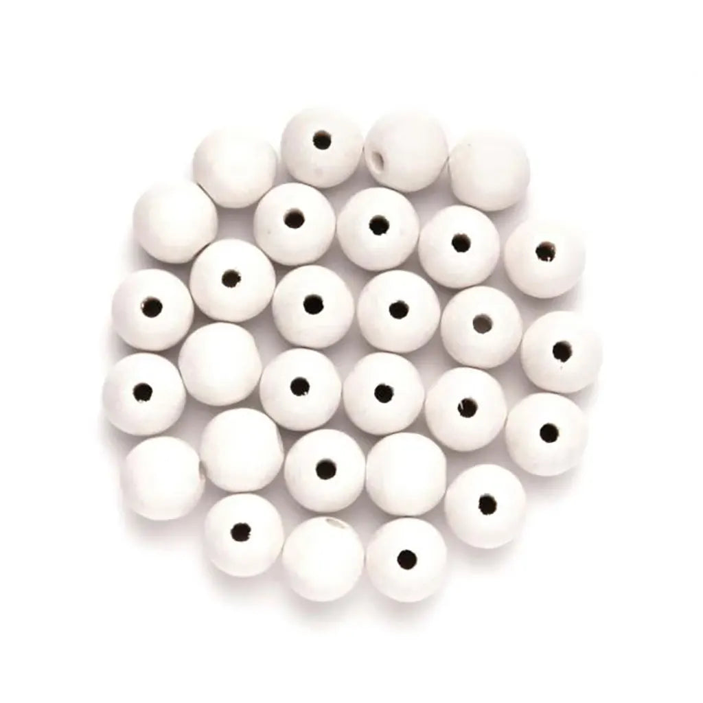 Wooden Beads 6mm 118pcs, White