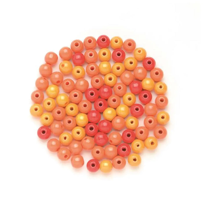 Wooden Beads 6mm 118pcs, Orange Mix