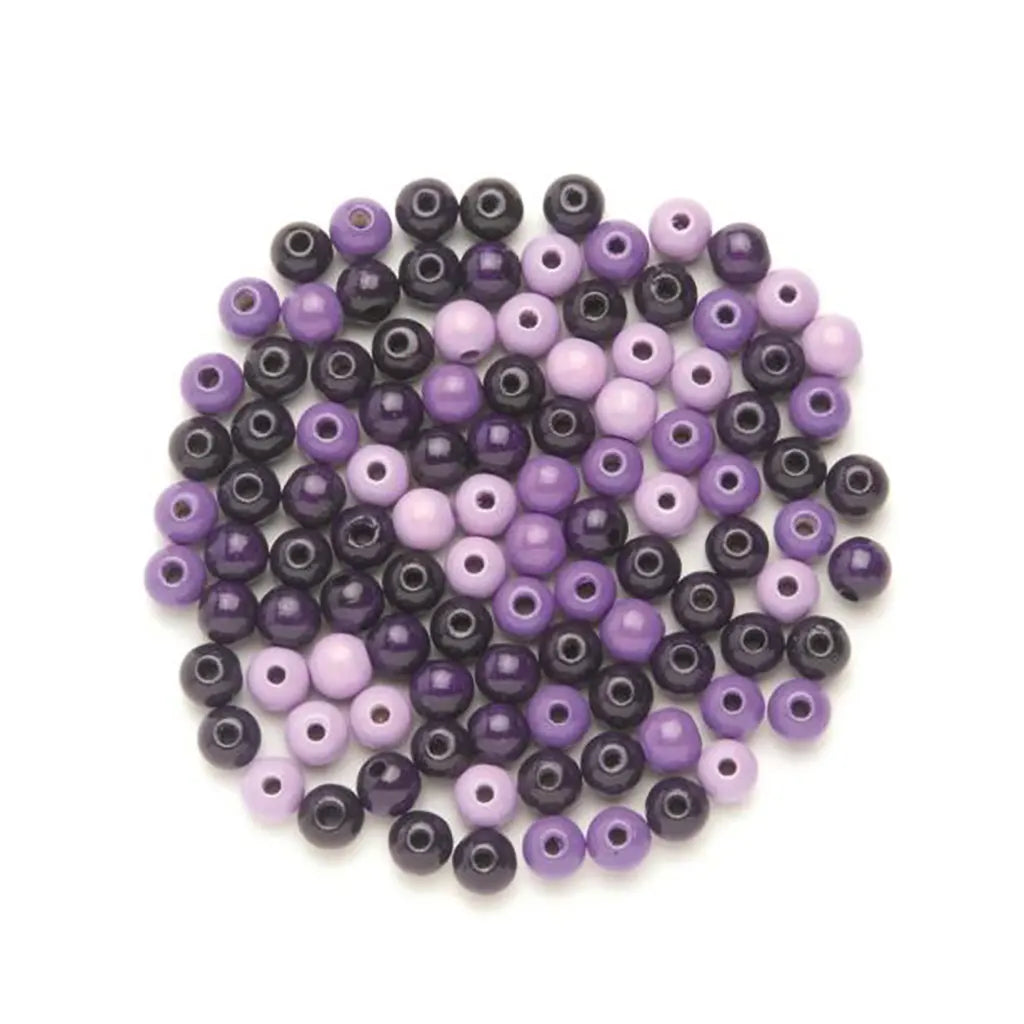 Wooden Beads 6mm 118pcs, Lilac-Mix