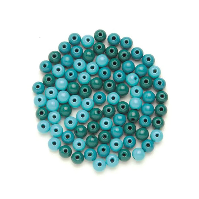 Wooden Beads 6mm 118pcs, Turquoise-Mix