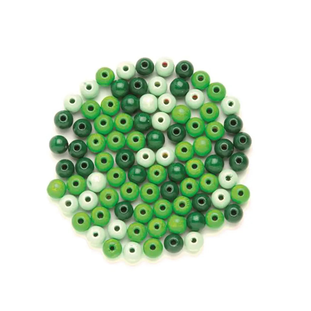 Wooden Beads 6mm 118pcs, Green-Mix