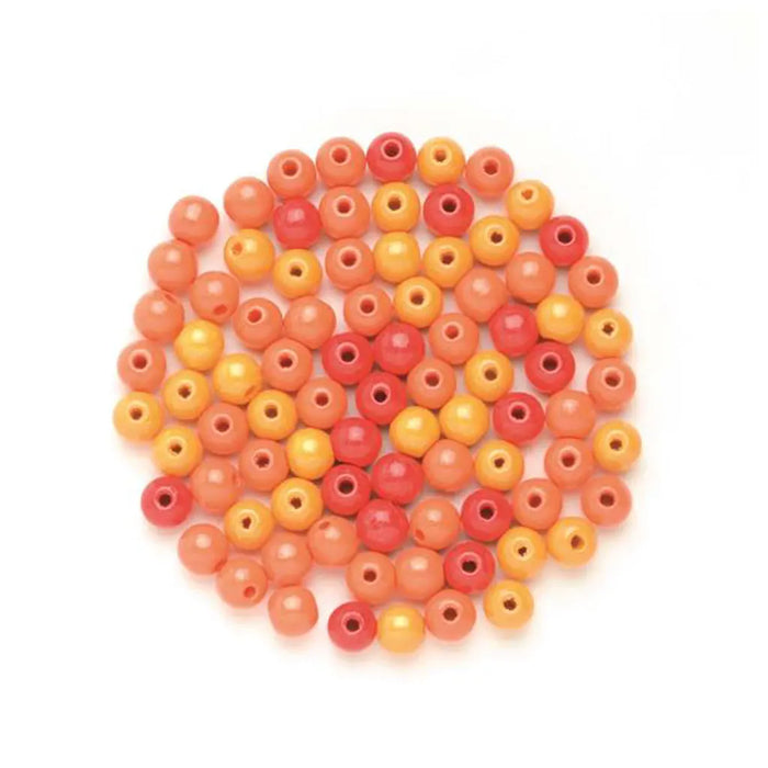 Wooden Beads 8mm 80pcs, Orange Mix
