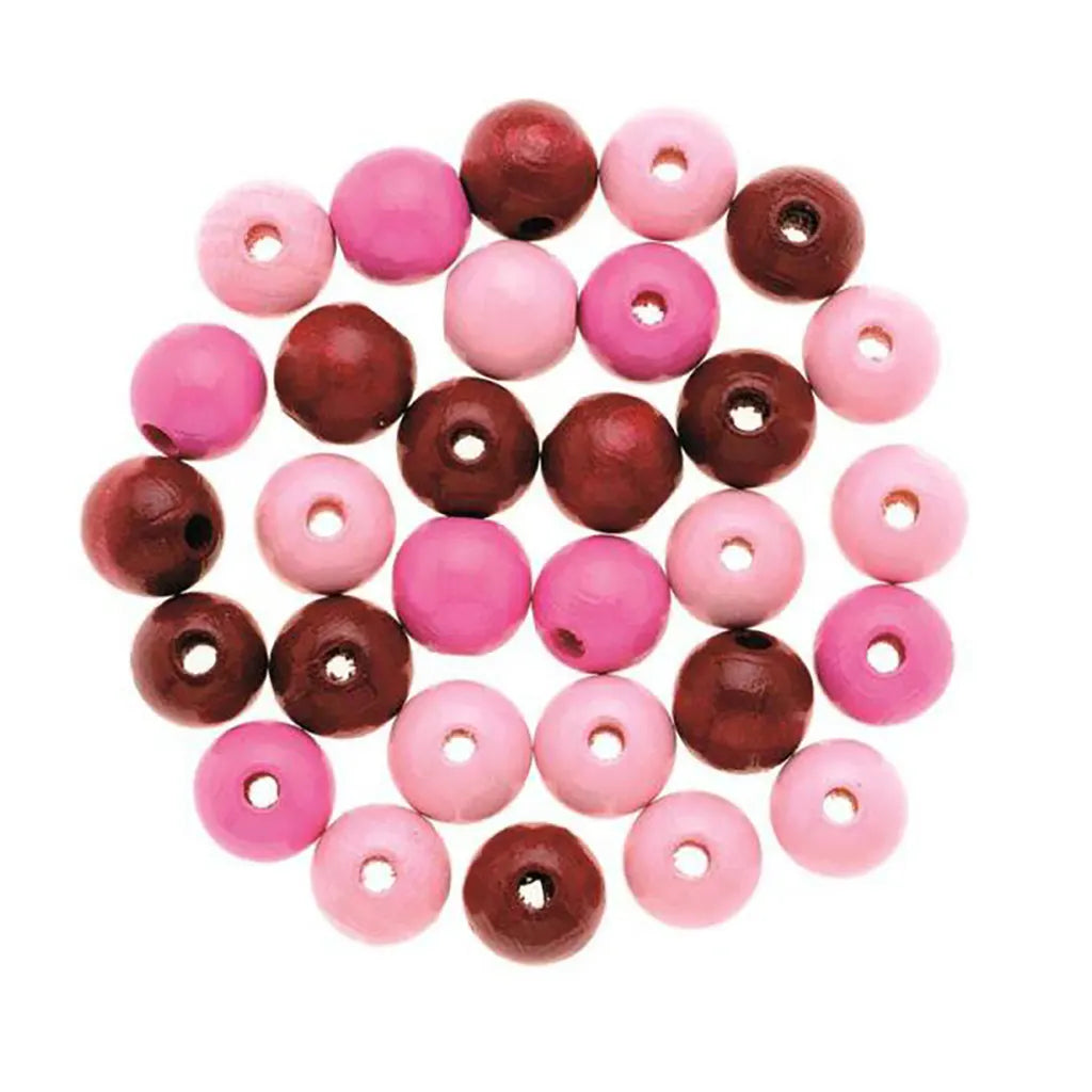Wooden Beads 8mm 80pcs, Pink-Mix