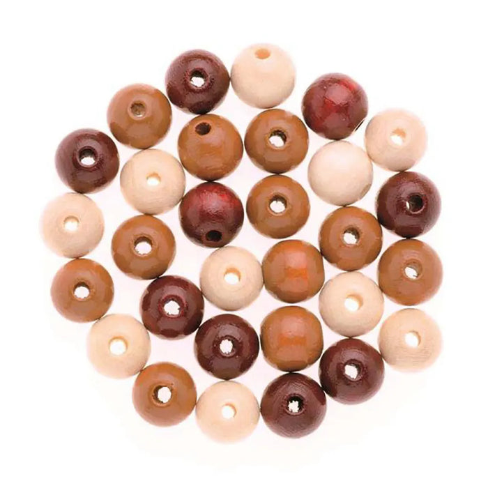 Wooden Beads 8mm 80pcs, Brown-Mix