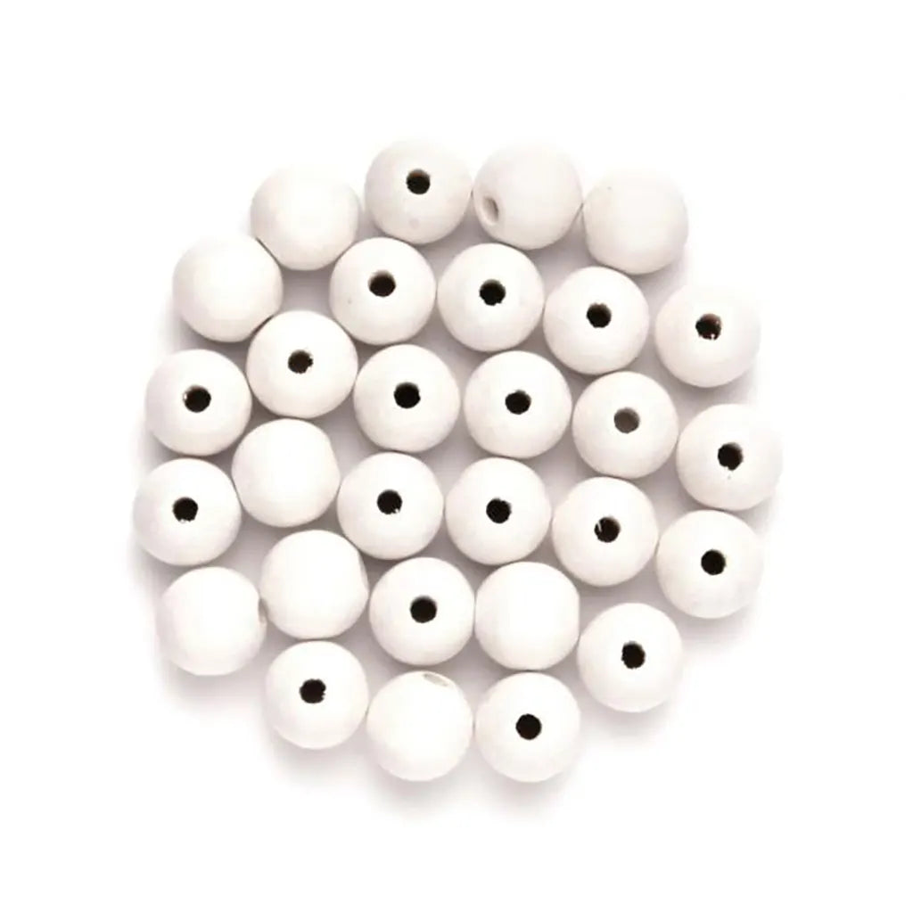 Wooden Beads 12mm 28pcs, White