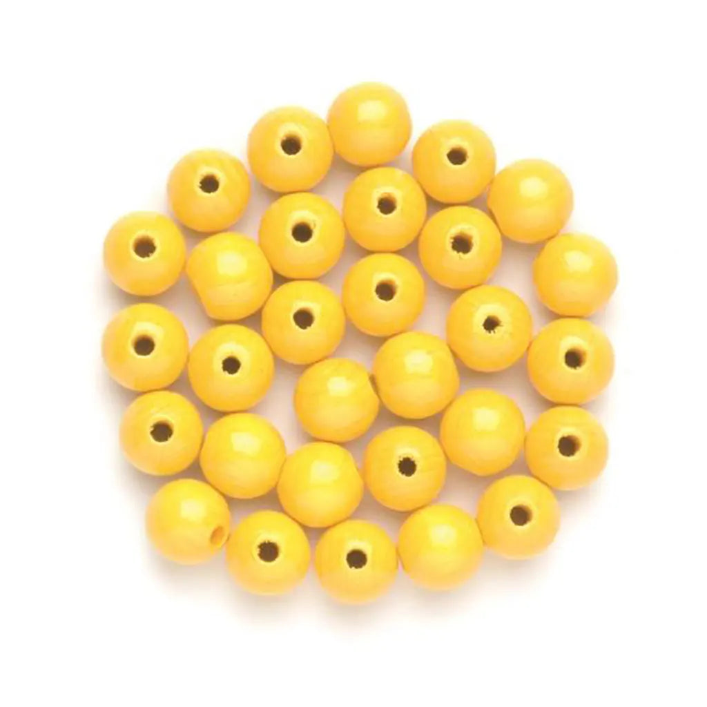 Wooden Beads 12mm 28pcs, Yellow