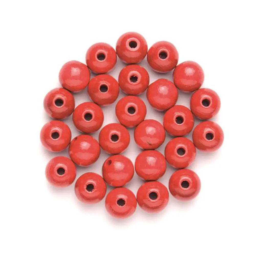 Wooden Beads 12mm 28pcs, Red