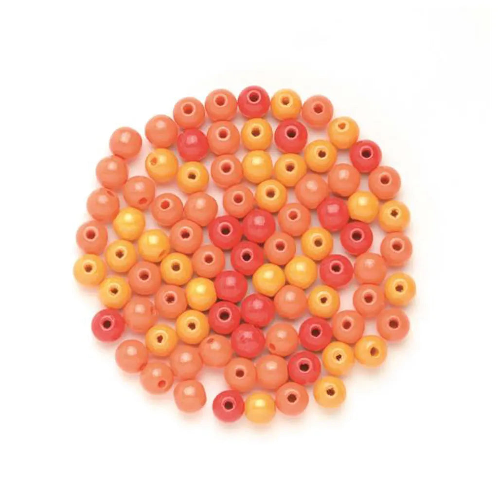 Wooden Beads 12mm 28pcs, Orange-Mix