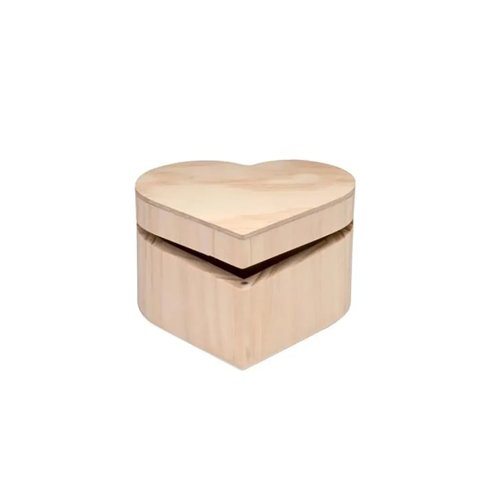 Wooden Heart Box 9x8.5x6cm