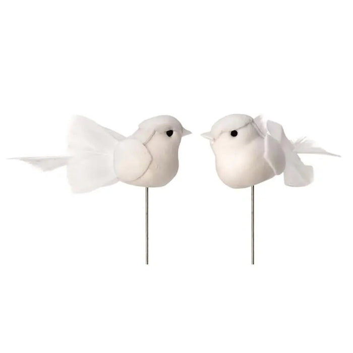 Dove Couple with Wire 5cm White