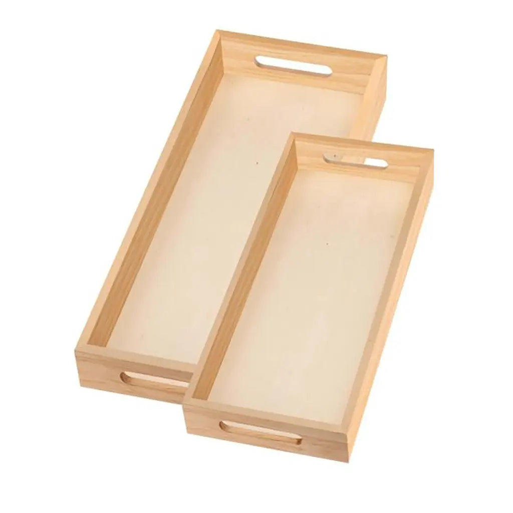 Wooden Tray Set Long 2pcs 48X20/35X15cm