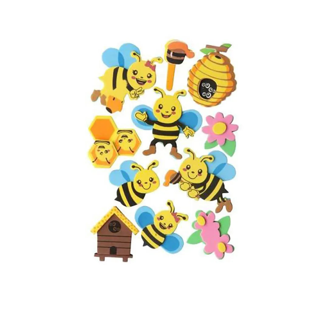 3D Foam Rubber 11pcs Bees 6x4.5cm, Self Adhesive