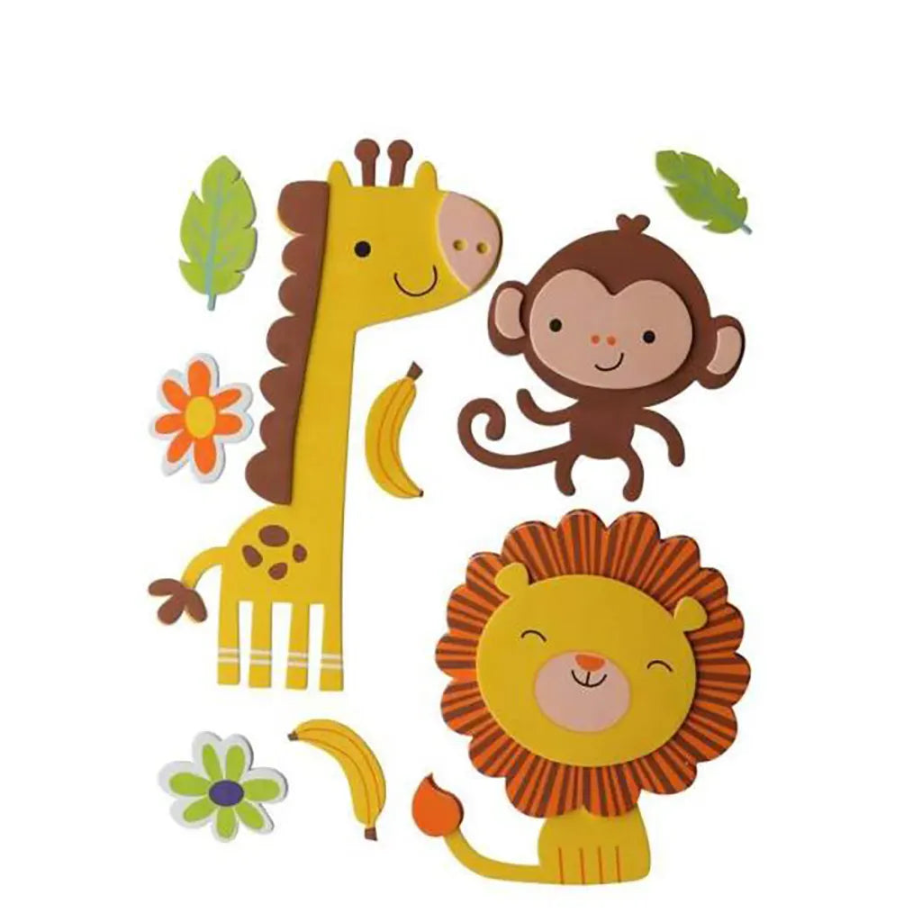 3D Foam 9pcs Giraffe/Monkey Lion, 13x23cm Self Adhesive