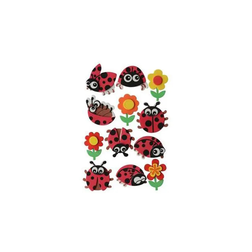 3D Foam Rubber 12pcs LadyBird 4x3.5cm, Self Adhesive