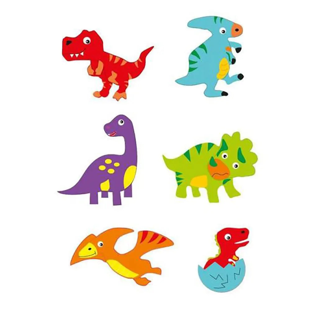 Craft Rubber Stickers 12pcs Dinosaurs, Self Adhesive