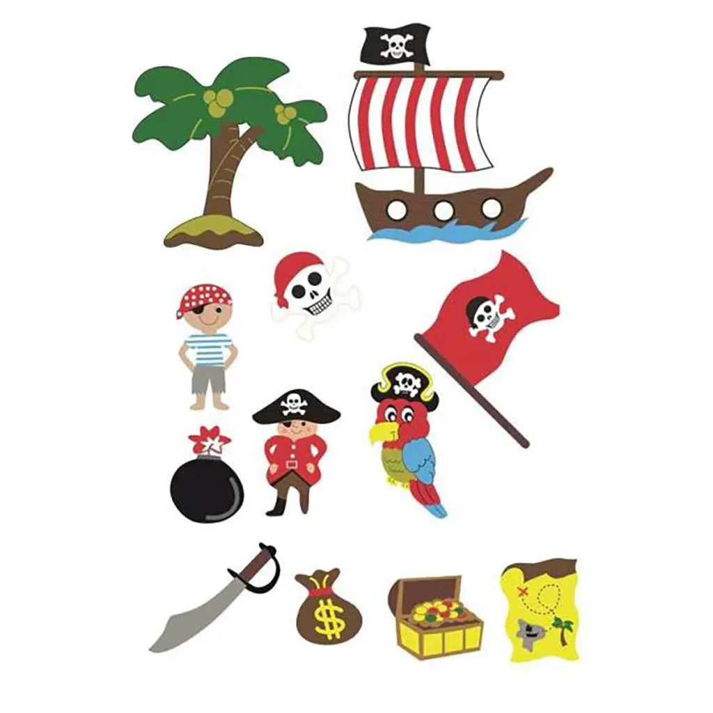 Craft Rubber Stickers 36pcs Pirates, Self Adhesive