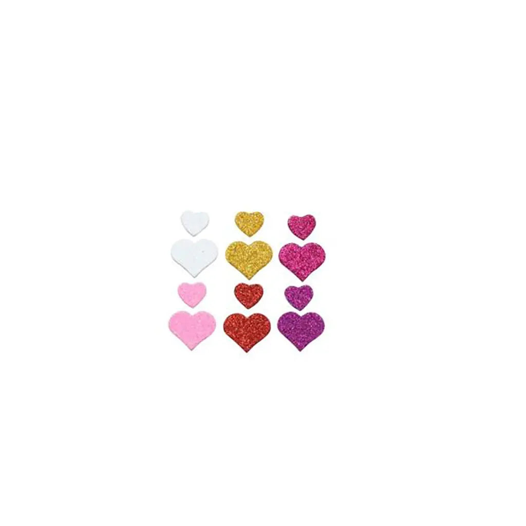 Craft Rubber Stickers 72pcs Hearts, Self Adhesive