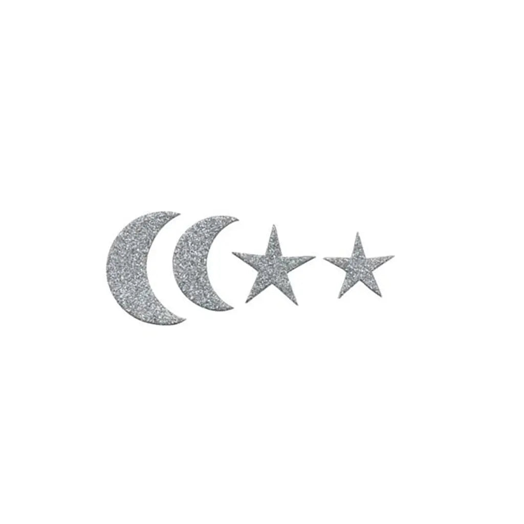 Craft Rubber Stickers 60pcs Moon+Stars, Self Adhesive