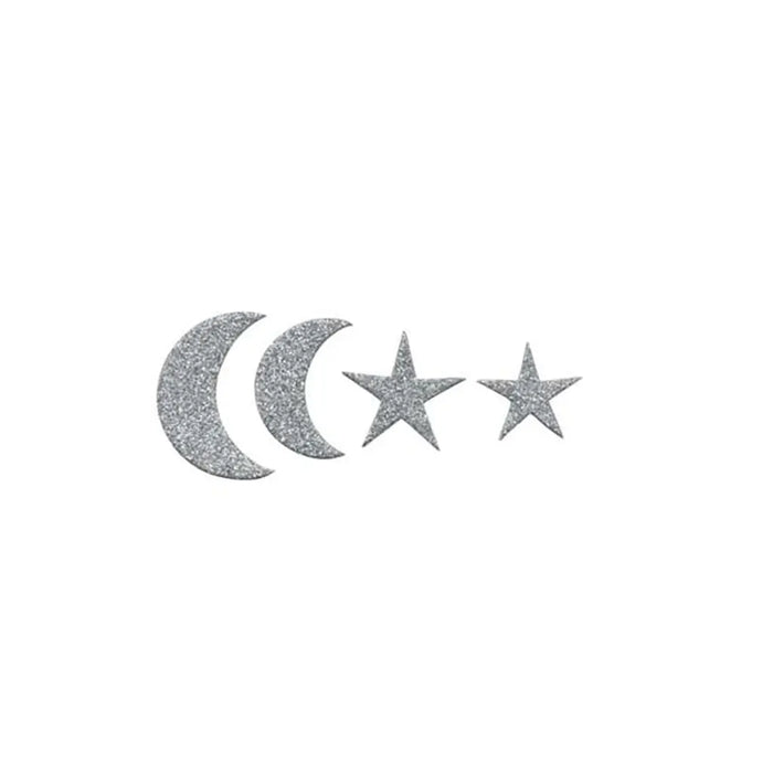 Craft Rubber Stickers 60pcs Moon+Stars, Self Adhesive