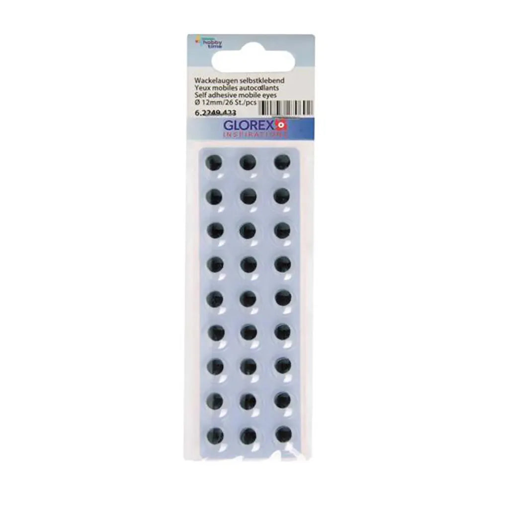 Mobile Eyes Round 12mm 27pcs Self Adhesive
