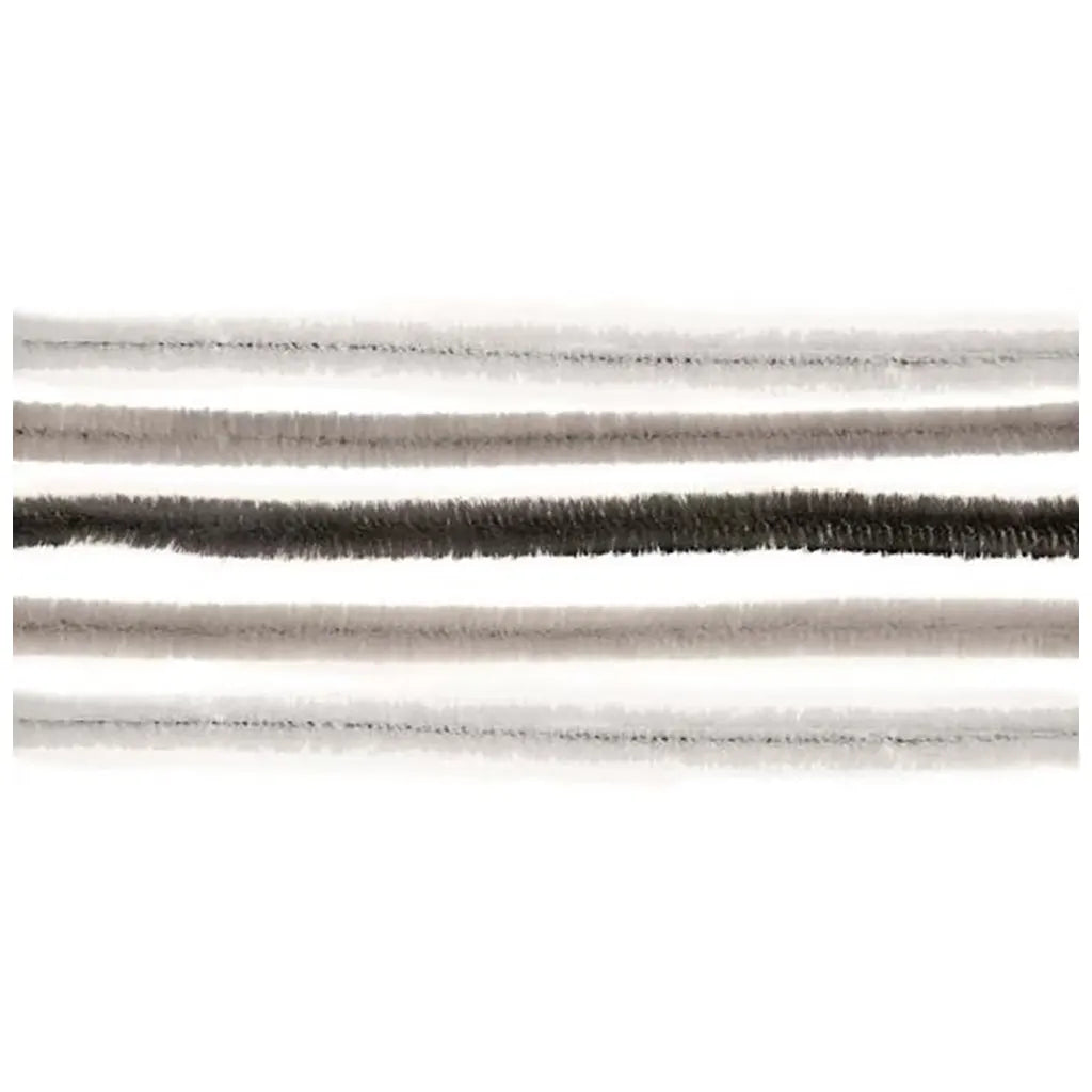 Pipe Cleaner Mix 10pcs, 50cm White / Grey / Black