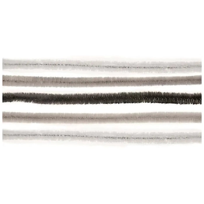 Pipe Cleaner Mix 10pcs, 50cm White / Grey / Black