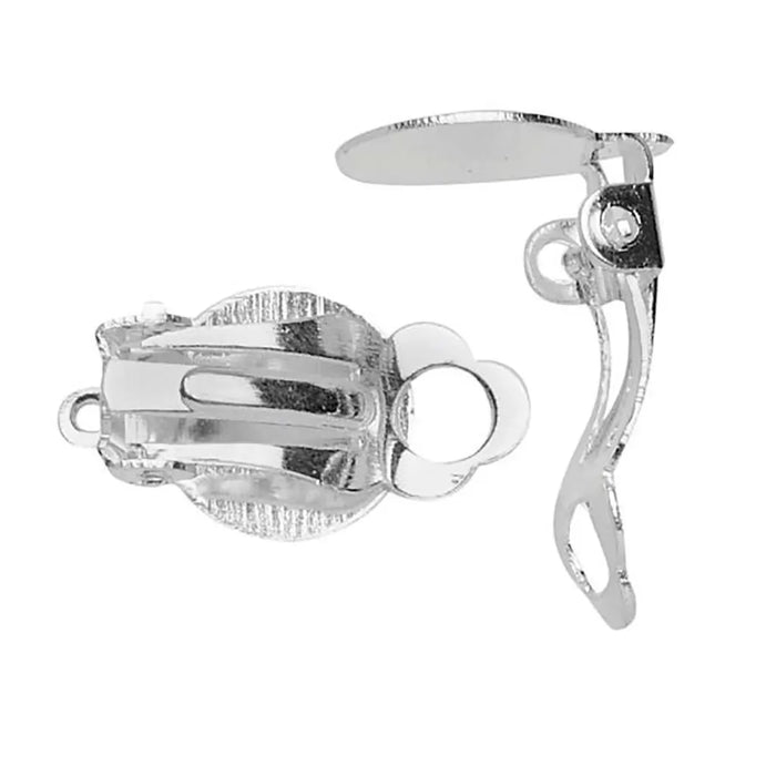 Ear Clips With Eye 2pcs 11mm Silver Plated