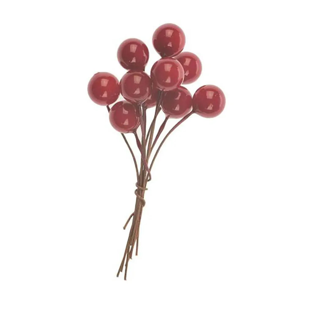 Berries Red with wire 2 Bunches 9mm