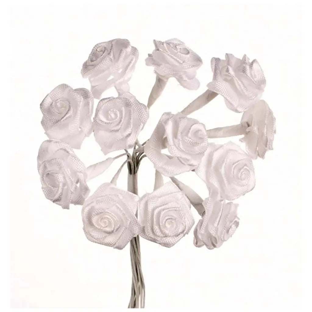 Mini Roses Flowers 12pc, White