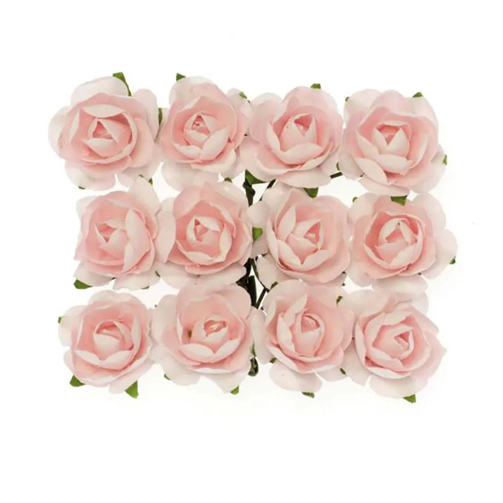 Roses with Wire 18mm 12Pcs, Pink