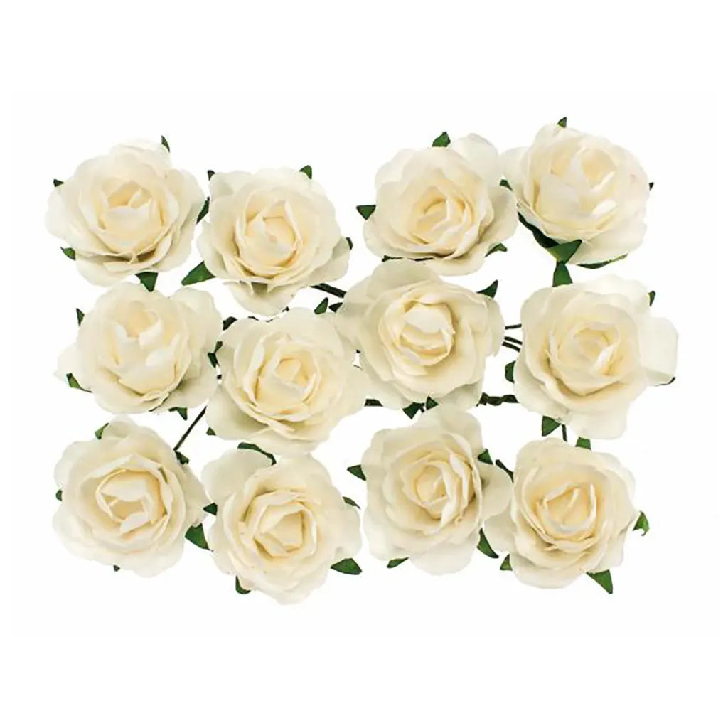 Roses with Wire 30mm 12Pcs, White