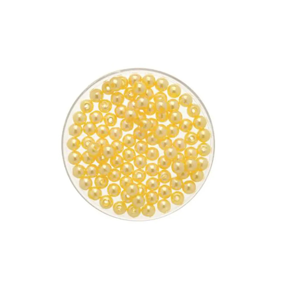 Wax Beads 4mm 100pcs, Light Yellow