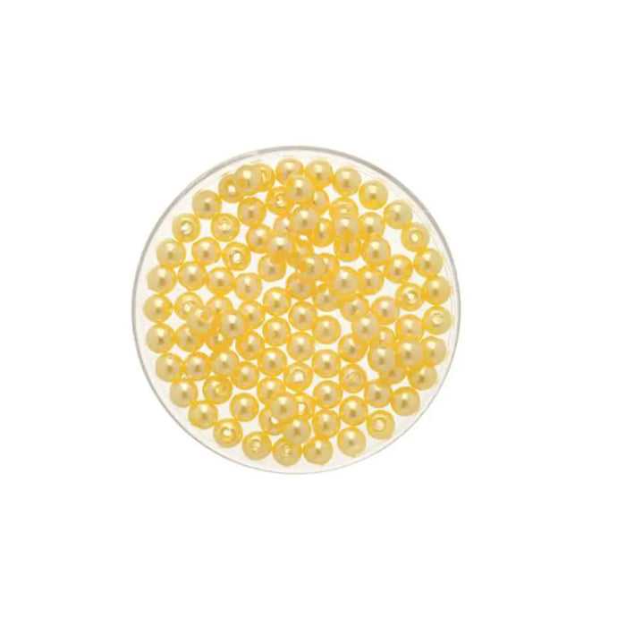 Wax Beads 6mm 60pcs, Light Yellow