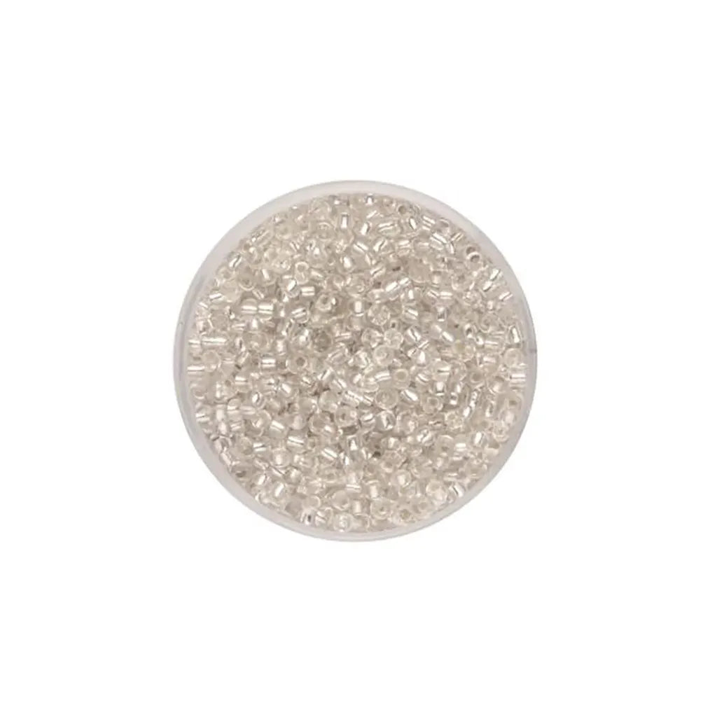 Rocaille Beads 2.6mm 17g, Crystal with Silver Lustre