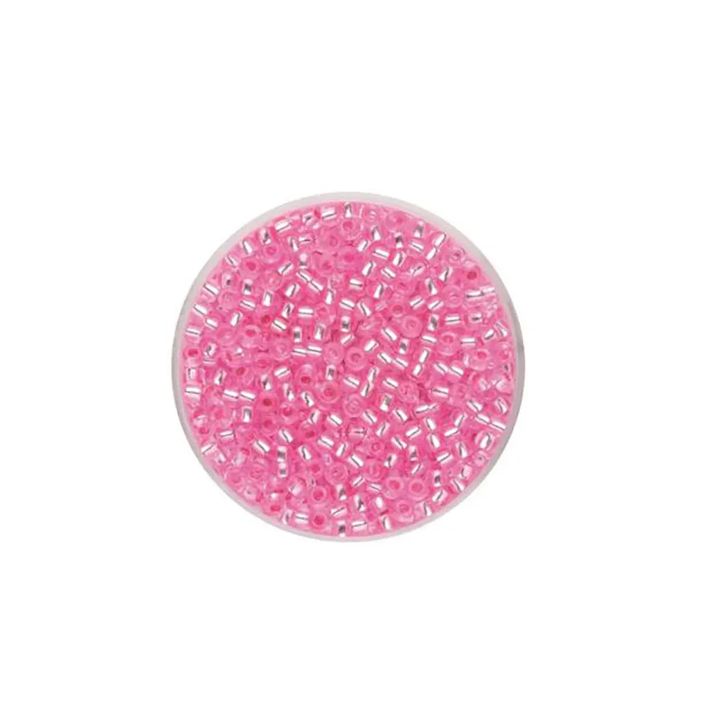 Rocaille Beads 2.6mm 17g, Pink with Silver Lustre