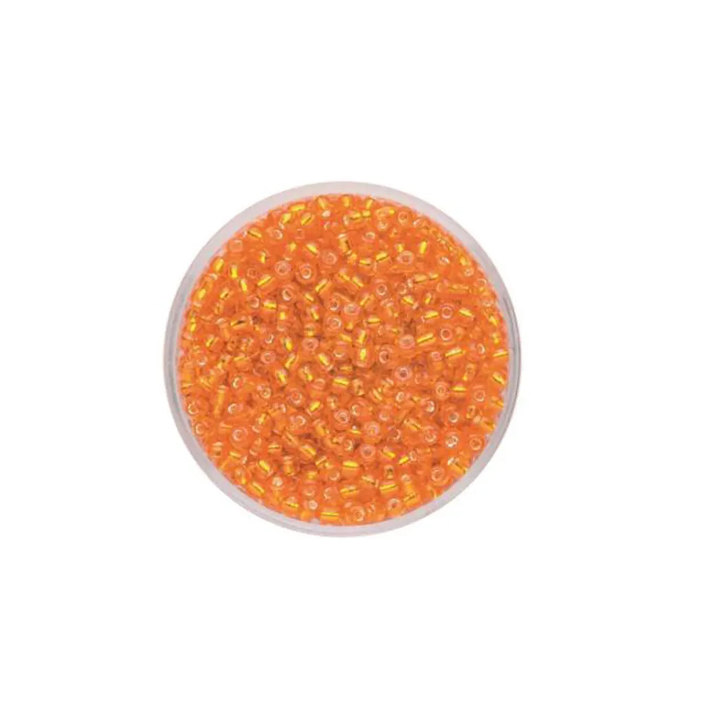 Rocaille Beads 2.6mm 17g, Orange with Silver Lustre