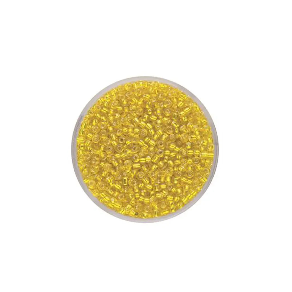 Rocaille Beads 2.6mm 17g, Yellow with Silver Lustre