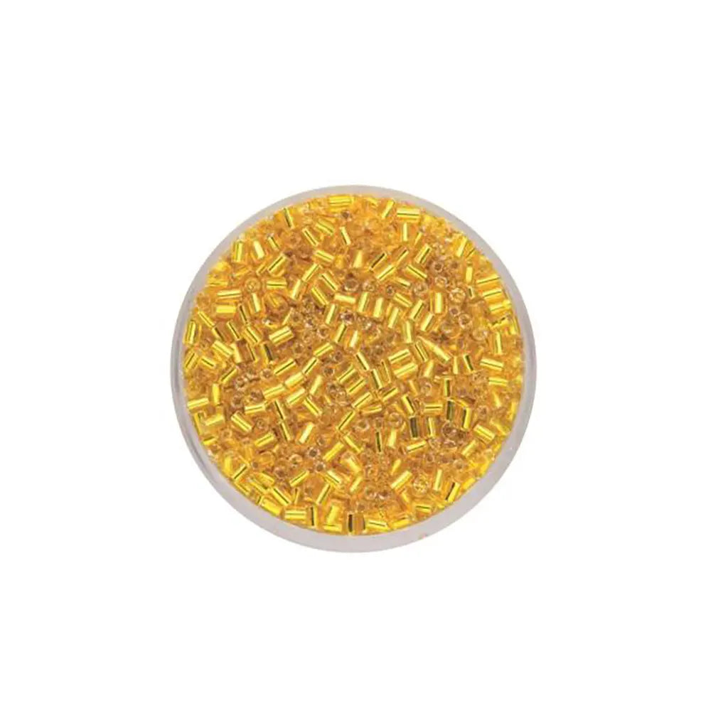 Glass Bugles 2.0mm 17g, Silver Luster Yellow
